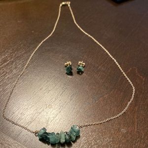 Stone necklace and matching earrings